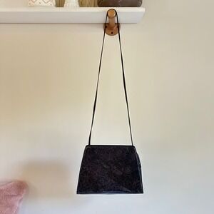 NEW Vintage Salvatore Ferragamo black patterned shoulder cross body purse